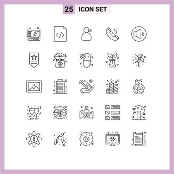 Editable Vector Line Pack of 25 Simple Lines of military volume working speaker callback Editable Vector Design Elements