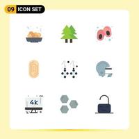 9 User Interface Flat Color Pack of modern Signs and Symbols of jewelry fashion baby earring fingerprint Editable Vector Design Elements