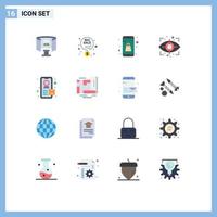 Set of 16 Modern UI Icons Symbols Signs for location tracking bag security eye Editable Pack of Creative Vector Design Elements