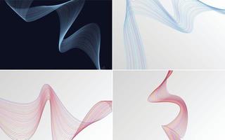 Create a unique aesthetic with this set of 4 waving line vector backgrounds