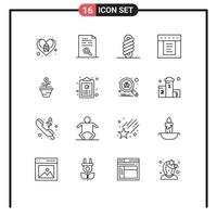 16 Universal Outline Signs Symbols of care growth find web dropdown Editable Vector Design Elements