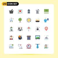 25 iconos creativos, signos y símbolos modernos de comercio electrónico, tecnología de baño satelital, construcción de elementos de diseño vectorial editables vector