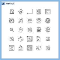 Universal Icon Symbols Group of 25 Modern Lines of business page server four data Editable Vector Design Elements