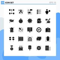 conjunto de 25 iconos de interfaz de usuario modernos símbolos signos para estadísticas de avatar configuración de marketing personas elementos de diseño vectorial editables vector