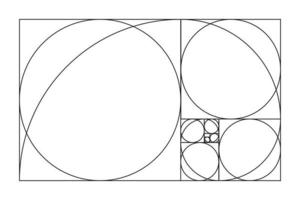 Golden ratio template. Divine, golden proportion. Universal meanings. Method golden section. Fibonacci array, numbers. Photography harmony proportions template. Rectangle frame fracted squares. vector