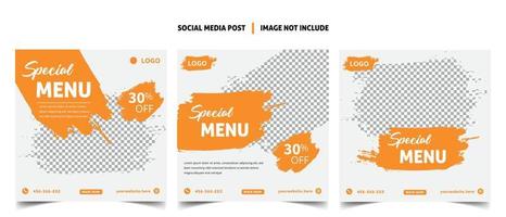 social media post template for food menu promotion banner frame vector
