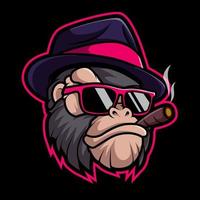 Monkey Smoking Mascot Logo Design Illustration Vector