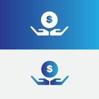 Hands with dollar coin icon logo design vector