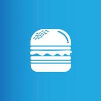 diseño de logotipo de icono de hamburguesa con fondo degradado azul vector