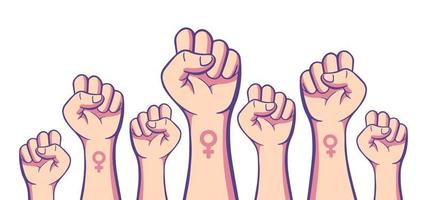 Feminist womens protest background poster design. vector