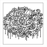 mandala floral para colorear page.flower ilustración vectorial vector