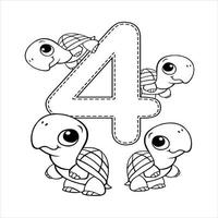 Number coloring page 1,2,3,4,5,6,7,8,9,10 vector