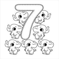 Number coloring page 1,2,3,4,5,6,7,8,9,10 vector