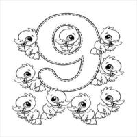 Number coloring page 1,2,3,4,5,6,7,8,9,10 vector