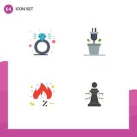 Modern Set of 4 Flat Icons Pictograph of diamond sale plug friday chess Editable Vector Design Elements