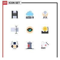 Pack of 9 creative Flat Colors of input cursor cloud income stack Editable Vector Design Elements