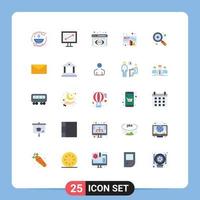 Stock Vector Icon Pack of 25 Line Signs and Symbols for search audit analytics monitoring online click Editable Vector Design Elements