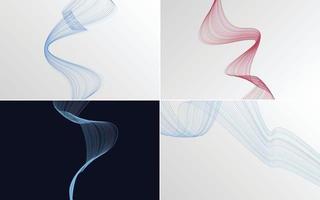 Create a cohesive aesthetic with this set of 4 geometric wave pattern backgrounds vector