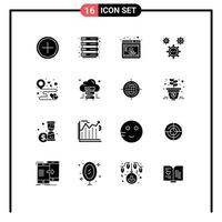 Set of 16 Modern UI Icons Symbols Signs for destination ideas cpc development coding Editable Vector Design Elements