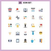 Editable Vector Line Pack of 25 Simple Flat Colors of plus add study profile monitor Editable Vector Design Elements