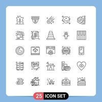 25 Universal Line Signs Symbols of life examination comet biochemical space Editable Vector Design Elements