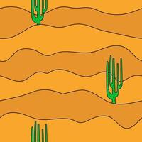 Vector seamless pattern. Desert with cacti.