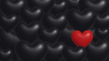 Valentine's day concept background with black hearts and red heart. Banner with hearts for any use. Vector illustration