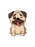 Cute and funny cartoon Pug. isolated vector illustration for prints and any use.