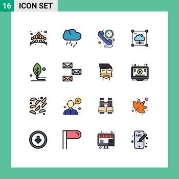 Modern Set of 16 Flat Color Filled Lines and symbols such as artificial secure call data cloud Editable Creative Vector Design Elements