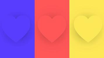 Illustration vector 3D shape of luxury heart colorful minimal pattern,soft 3D heart shape frame design