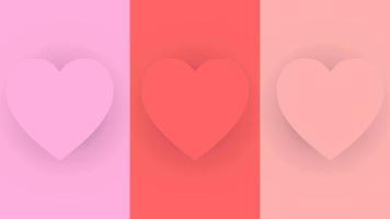 Illustration vector 3D shape of luxury heart colorful minimal pattern,soft 3D heart shape frame design