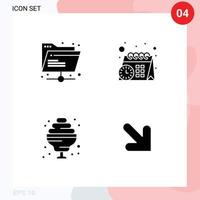 Modern Set of 4 Solid Glyphs Pictograph of folder sweet shared time down Editable Vector Design Elements