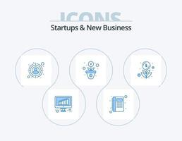 Startups And New Business Blue Icon Pack 5 Icon Design. finance. cash. seo. payment. grow vector