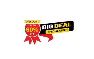 60 Percent BIG DEAL offer, clearance, promotion banner layout with sticker style. vector