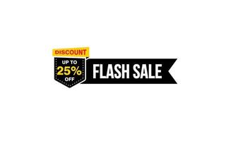 25 Percent FLASH SALE offer, clearance, promotion banner layout with sticker style. vector