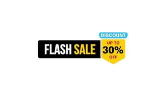 30 Percent FLASH SALE offer, clearance, promotion banner layout with sticker style. vector