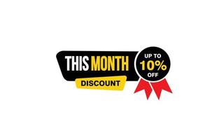 10 Percent THIS MONTH offer, clearance, promotion banner layout with sticker style. vector