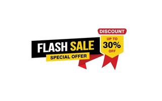 30 Percent FLASH SALE offer, clearance, promotion banner layout with sticker style. vector