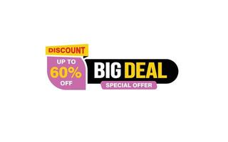 60 Percent BIG DEAL offer, clearance, promotion banner layout with sticker style. vector