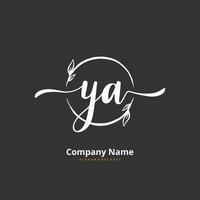 YA Initial handwriting and signature logo design with circle. Beautiful design handwritten logo for fashion, team, wedding, luxury logo. vector