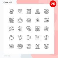 Modern Set of 25 Lines and symbols such as autumn heart cube monument chichen itza Editable Vector Design Elements
