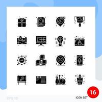 Modern Set of 16 Solid Glyphs Pictograph of real location location estate construction Editable Vector Design Elements