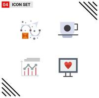 4 Flat Icon concept for Websites Mobile and Apps creative graph business finance line Editable Vector Design Elements