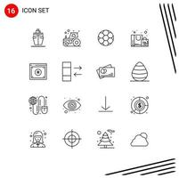 Group of 16 Modern Outlines Set for copyright purchase ball shopping bag Editable Vector Design Elements