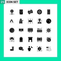 User Interface Pack of 25 Basic Solid Glyphs of award support tablet help communication Editable Vector Design Elements