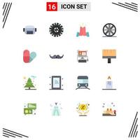 conjunto de 16 iconos de interfaz de usuario modernos símbolos signos para hombres movember high hipster table paquete editable de elementos de diseño de vectores creativos