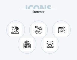 paquete de iconos de línea de verano 5 diseño de iconos. termómetro. playa. playa. playa. mar vector
