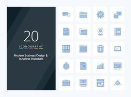 20 Modern Business And Business Essentials Blue Color icon for presentation vector