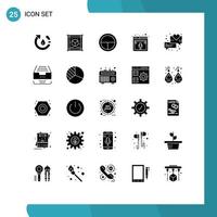 Modern Set of 25 Solid Glyphs and symbols such as web page sheet microphone soldier Editable Vector Design Elements