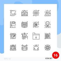 Outline Pack of 16 Universal Symbols of canada lab education science experiment Editable Vector Design Elements